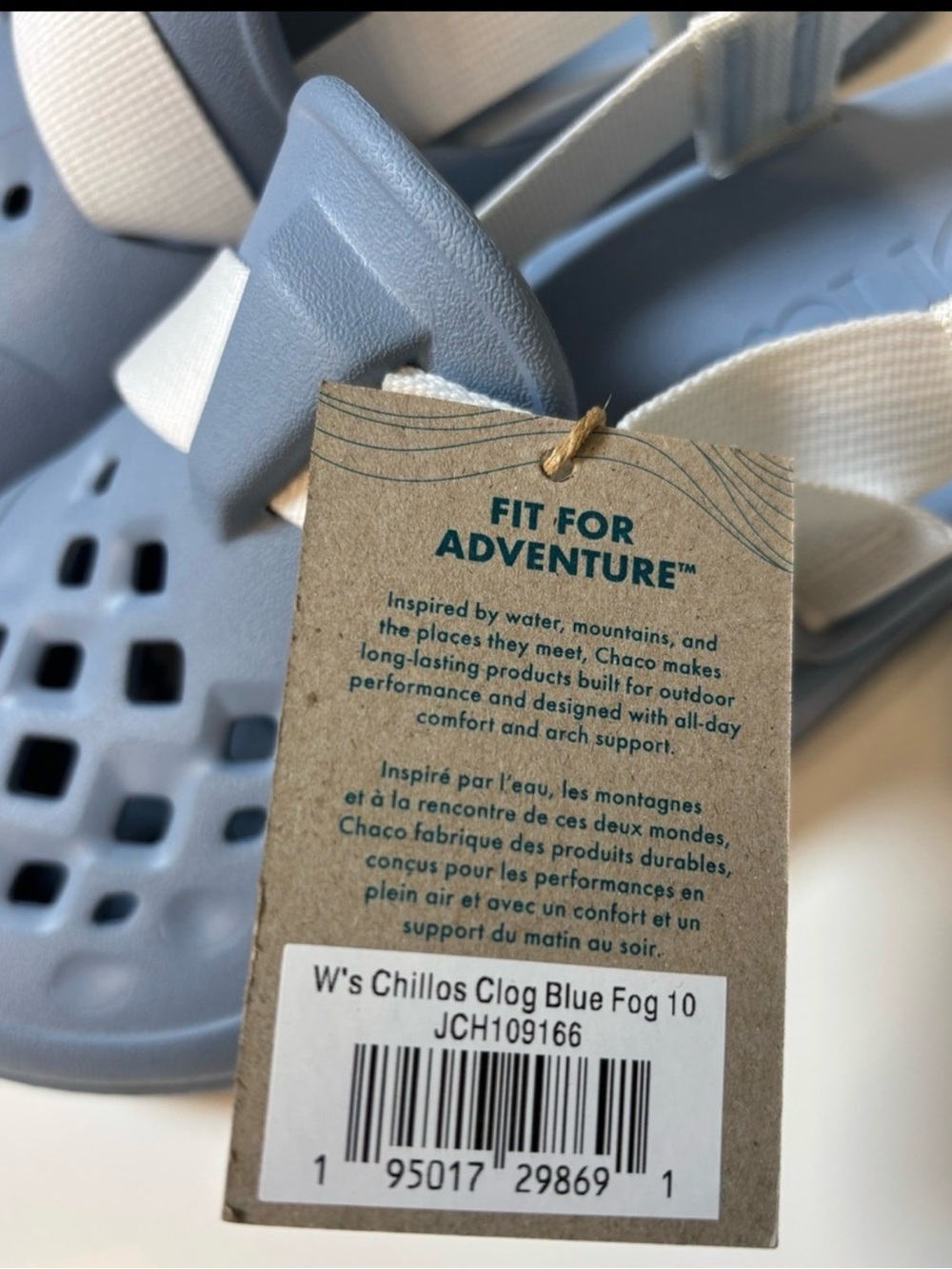 Chaco Chillos Clogs "Blue Fog" White Strap Water Shoes Mule Slides Sz 10 Women